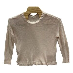 Eileen Fisher‎ L Cream Open Knit 100% Organic Linen Crew Neck Sweater Tunic